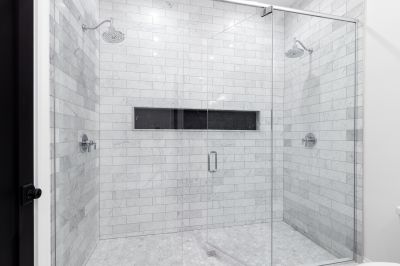 Corner Shower with Tiled Walls
