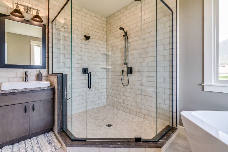 Glass Enclosed Shower with Storage